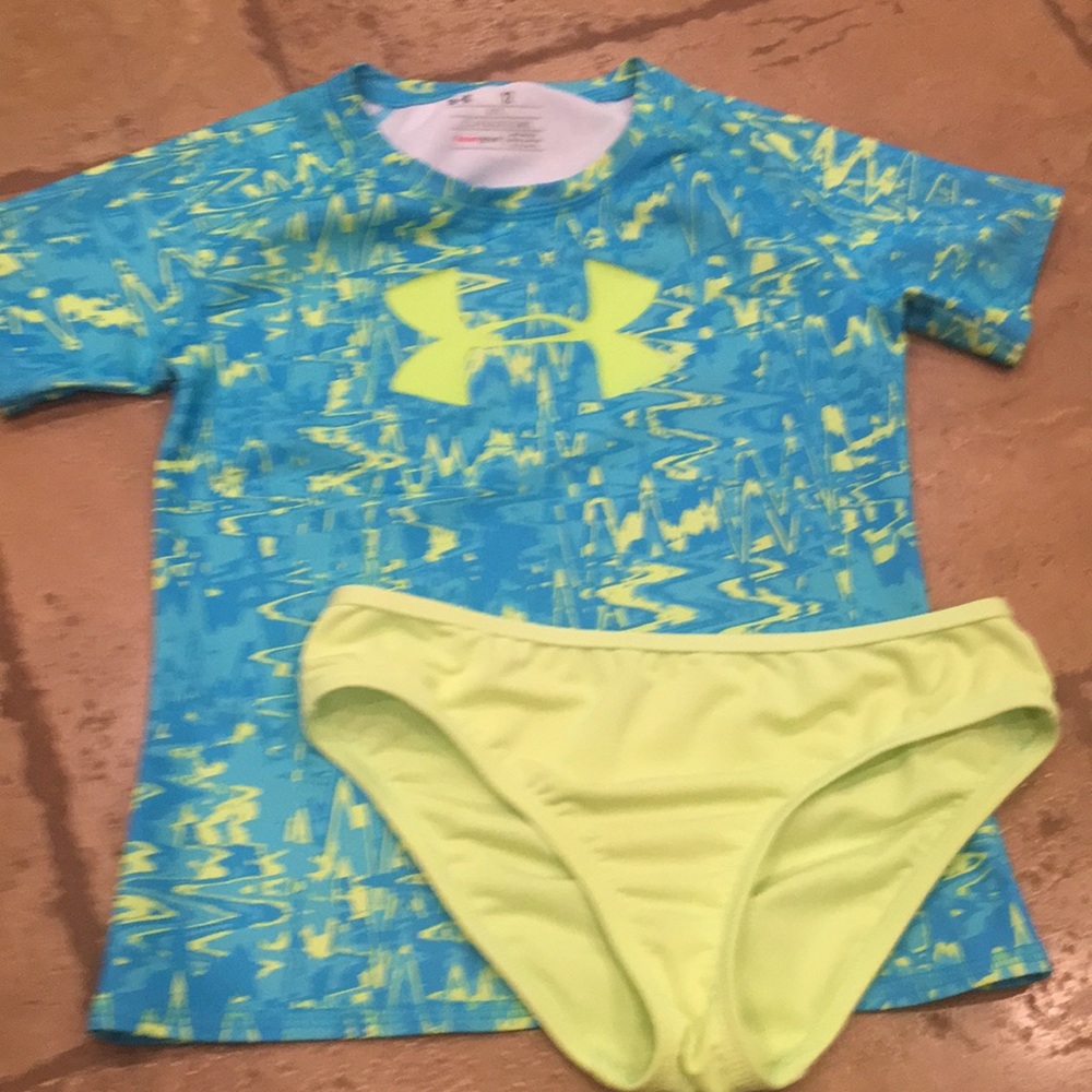 Girls Under armour rash guard bathing suit size 12